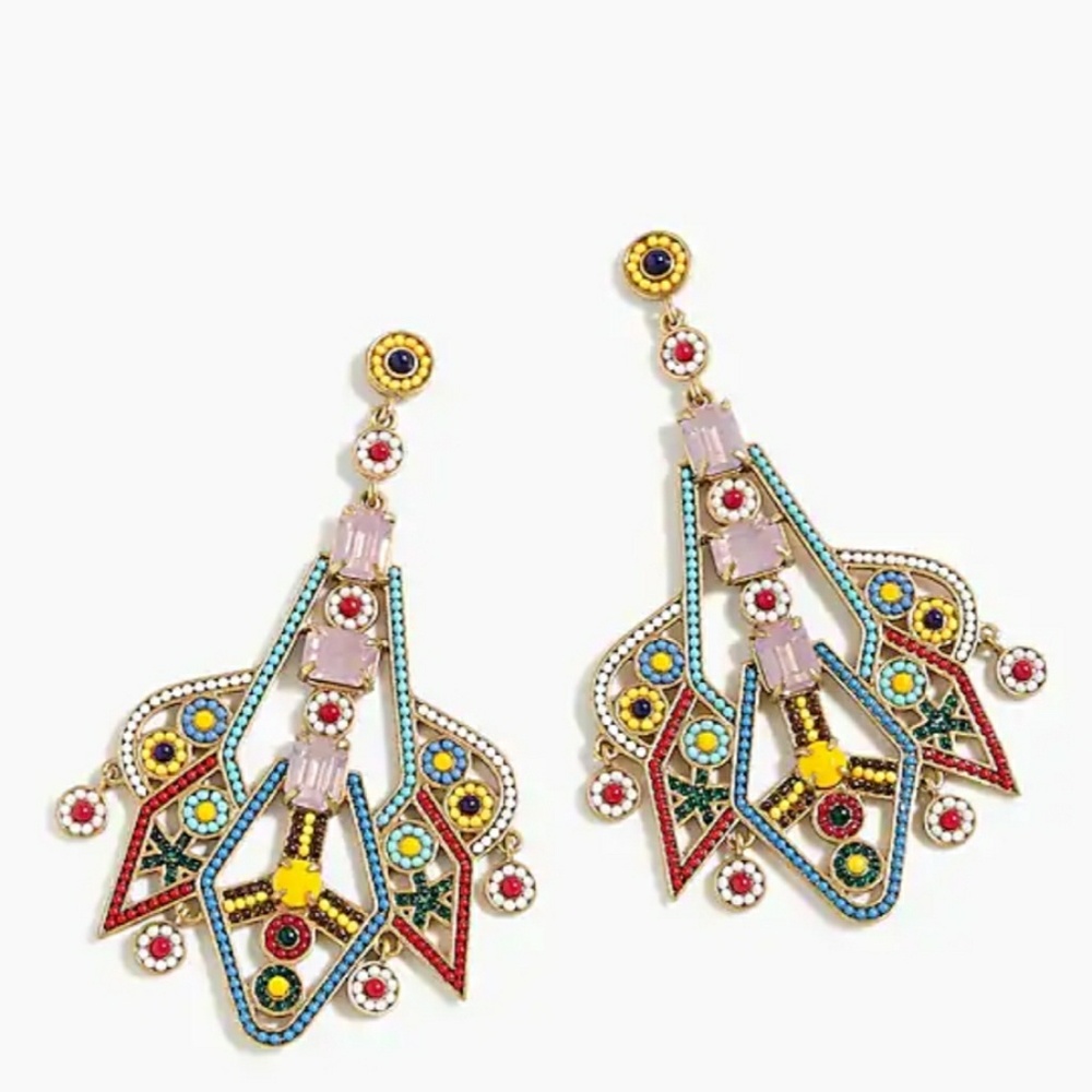 *SOLD* Bead And Stone Drop Earrings Statement